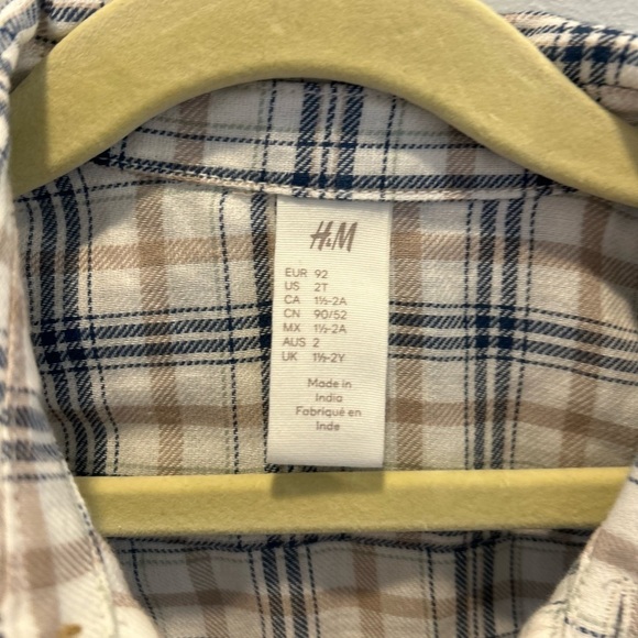 H&M Kids Plaid Shirt - Blue and Brown 2T - Picture 2 of 2